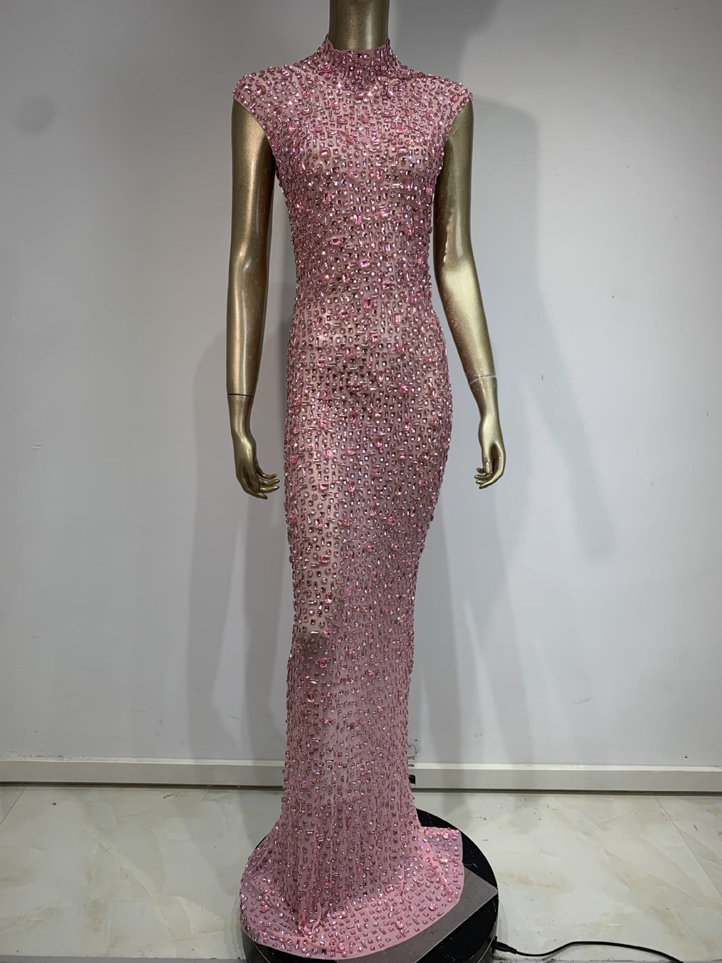 Rhinestone Dress Ball Party Long Dress Host Party Bridal Dress